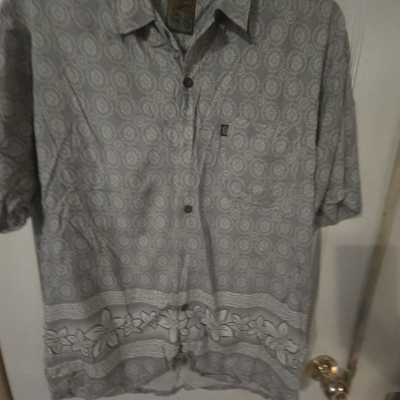 Pineapple Connection Gray Floral Mens Shirt Large - Picture 1 of 3